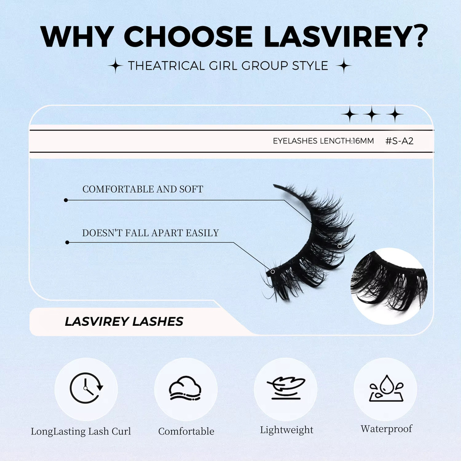 Lasvirey Künstliche Wimpern, 5D Manga, Natürlich, Unisex - Bild 4