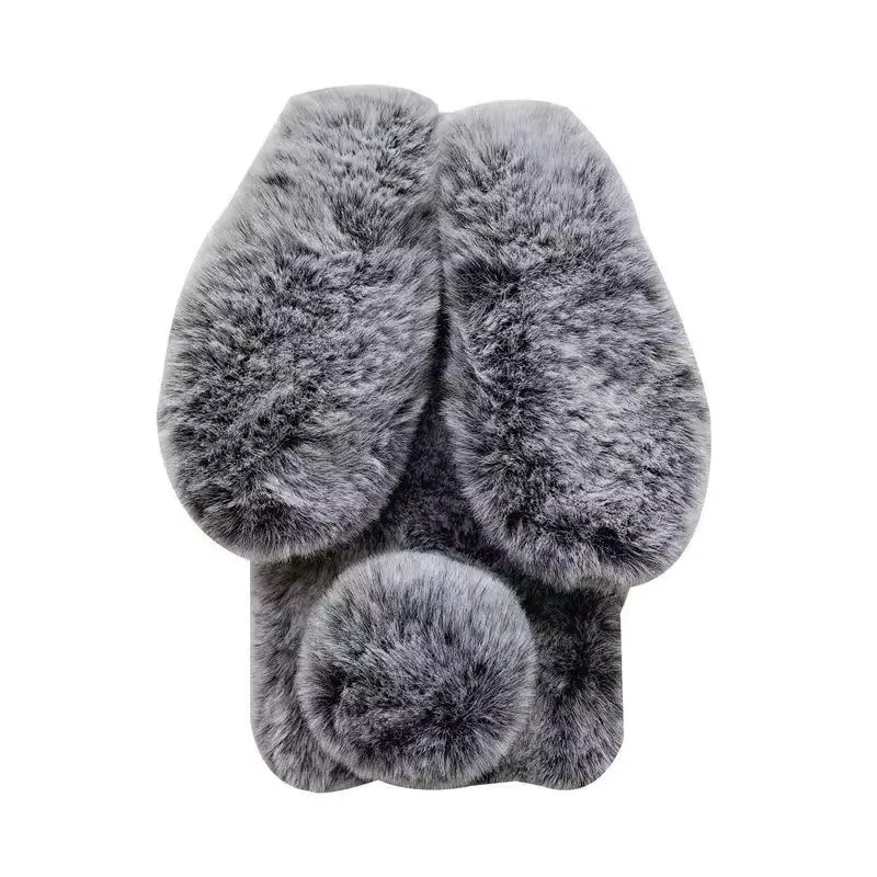 Flauschige 3D Kaninchenfell Handyhülle aus Plüsch und Silikon für Xiaomi Mi Poco M7 Pro Redmi Note 14 13C in Braun - Bild 4