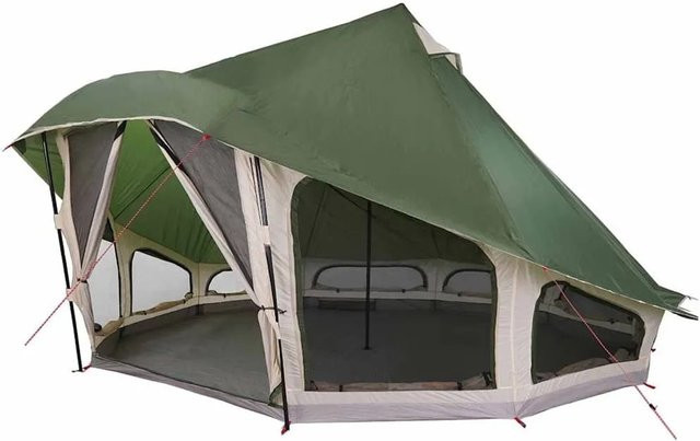 vidaXL Familien-Tipi-Zelt mit Dach in Grün, B/T/H: 508 x 470 x 300 cm - Bild 1