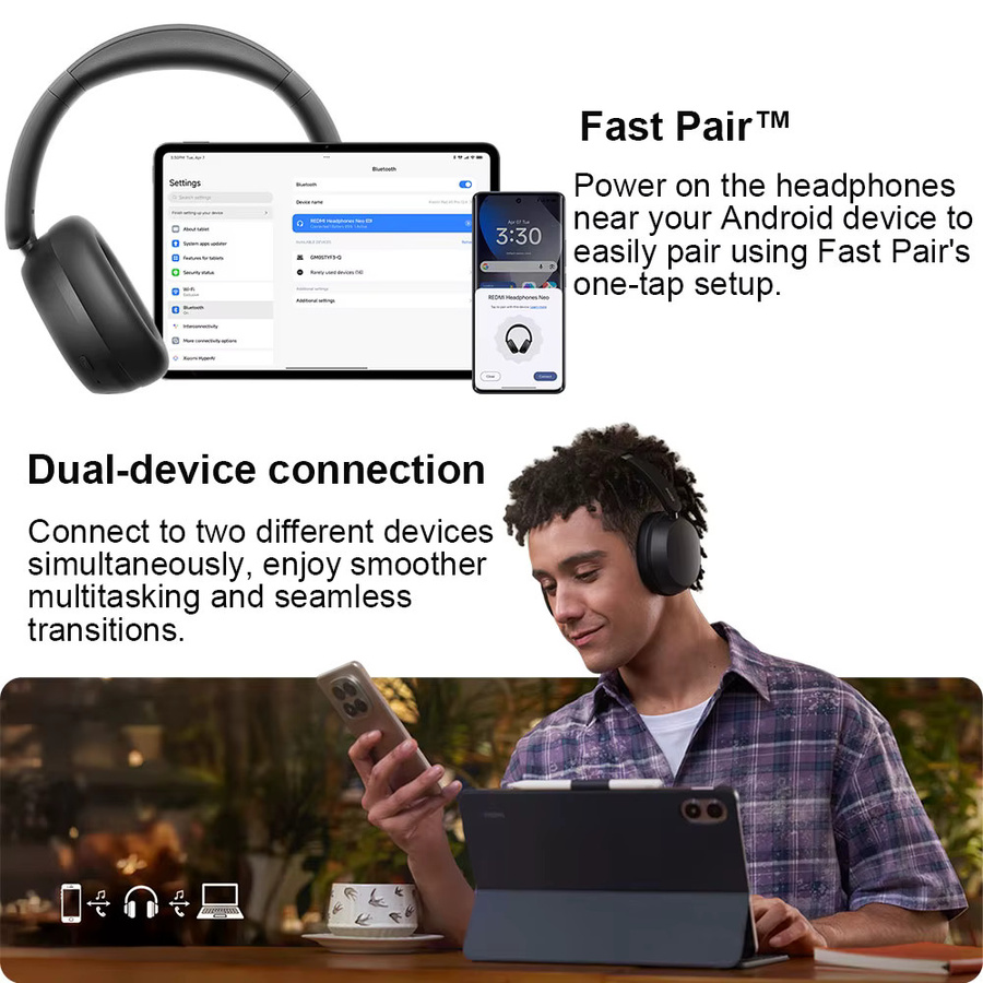 Xiaomi REDMI Headphones Neo In-Ear Kopfhörer mit ANC bis 42dB und KI-Anrufgeräuschunterdrückung in Schwarz - Bild 5