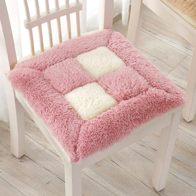 Yiran Furniture Plüsch Sitzkissen in Pink, quadratisches Sitzkissen mit Neun-Gitter-Design, rutschfest, B/B: 40 x 40 cm - Bild 1