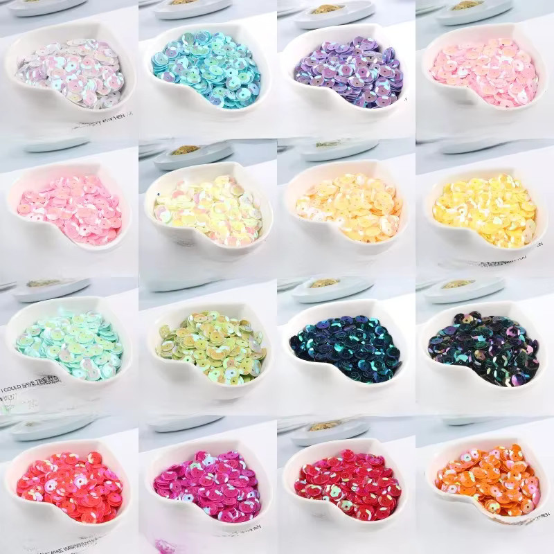 ISequins Runde Pailletten 8mm AB Überzogen in Multicolour und Blau für DIY Handwerk und Nähen 360 Stück - Bild 1