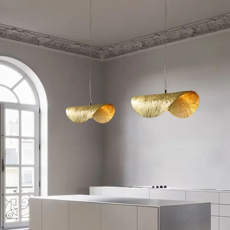 JIANKEXING Lotusblatt Kronleuchter im Zen-Stil aus Metall in Gold/Messing für Küche, Esszimmer und Treppenhäuser - Bild 2