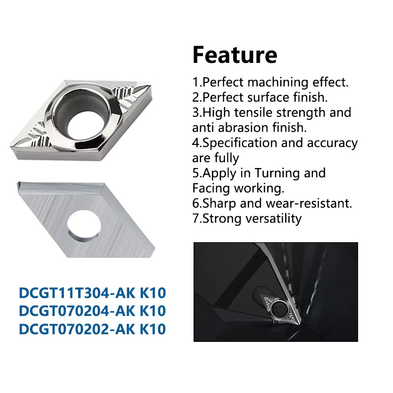 XCAN 10 Stück Aluminiumeinsätze DCGT070202 DCGT070204 DCGT11T304 AK K10 Drehwerkzeuge für CNC-Drehmaschinen in Silber - Bild 2