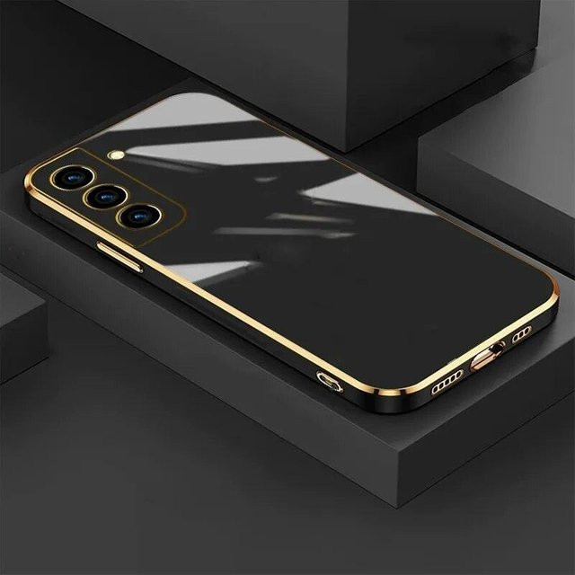 Luxus-Silikonhülle mit quadratischer Beschichtung für Samsung Galaxy S20, S21, S22 und S23 Serie in Schwarz - Bild 1