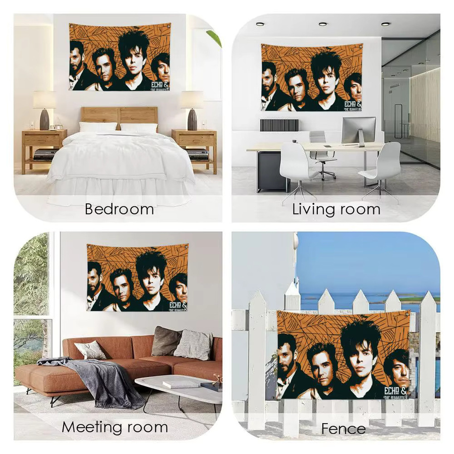 E-ECHO THE BUNNYMEN Flagge als individuelles Banner für Garagentor und Wanddekoration mit Metallschnalle - Bild 2