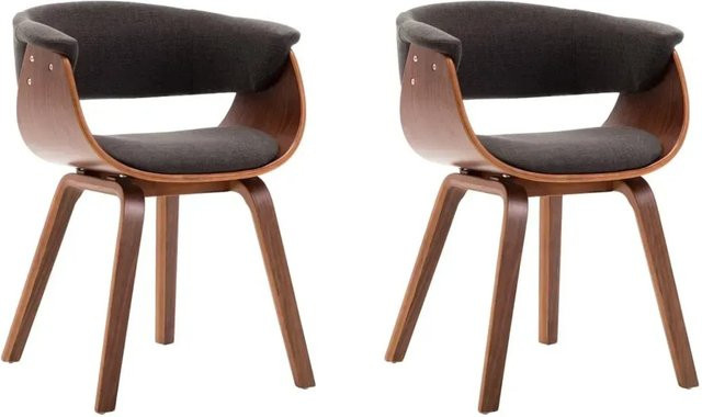 vidaXL Esszimmerstühle 2er Set aus Bugholz und Stoff in Grau und Braun im Mid-Century Design - Bild 1