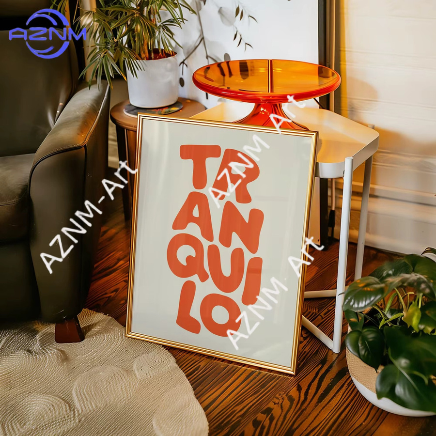 KAYOU Boho Tranquilo Wandkunstdruck als Leinwandgemälde mit Retro Typografie in Orange Cream - Bild 3