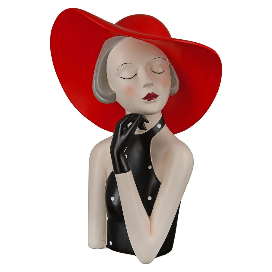 Gilde Figur Lady mit rotem Hut in Rot und Schwarz, Höhe: 27 cm, Breite: 20 cm - Bild 2