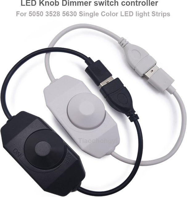 TiaoChongYi PWM LED Dimmer Controller mit manuellem Knopf für 12V-24V DC und 5V USB, Schwarz - Bild 1