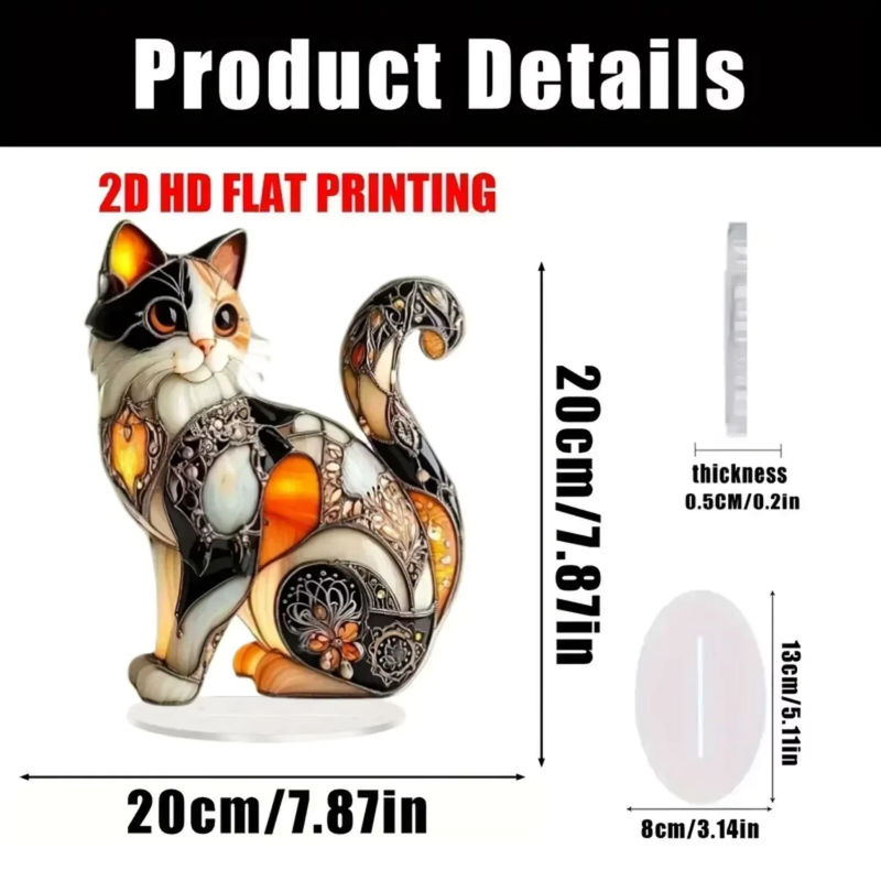 Dekorative 2D Acrylschild Tischdekoration mit Katzen Motiv in Mehrfarbig, B/H: 20 x 20 cm - Bild 2