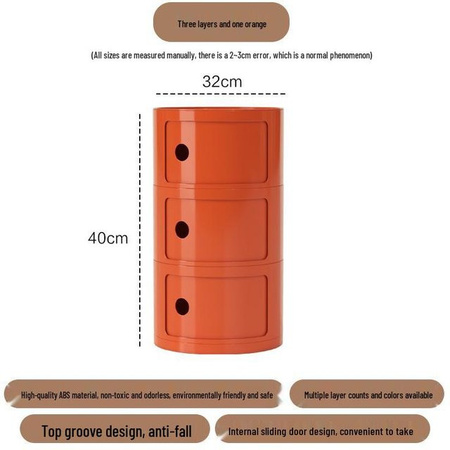 HomeHarmony Runder Nachttisch im skandinavischen Design mit 2-lagigem Stauraum in Orange