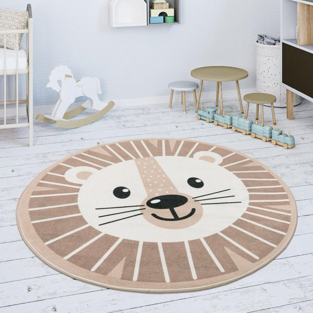 VIKAMA Runder Teppich mit Kinder-Motiv, maschinenwaschbar und schmutzabweisend, Durchmesser: 80 cm - Bild 1
