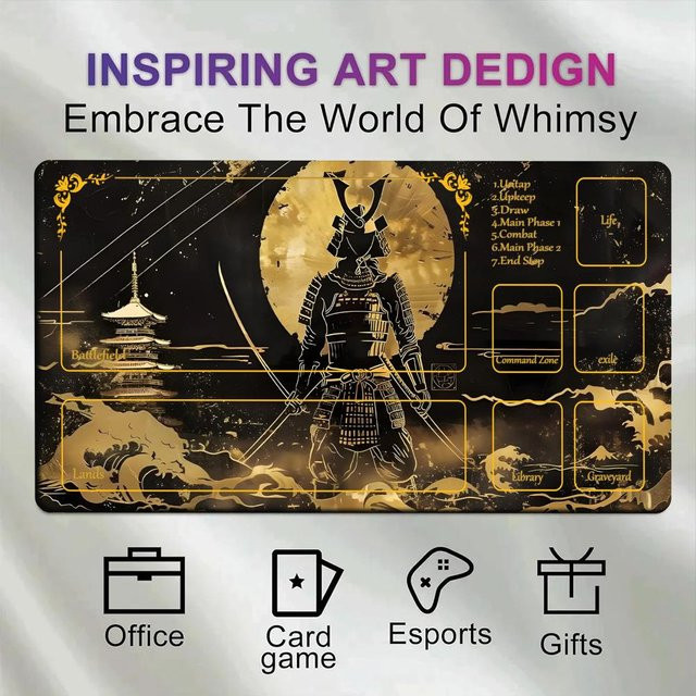 Mairuige Samurai MousePad Magic Playmat für TCG und Commander, Schwarz/Mehrfarbig, B/H: 35,56 x 60,96 cm - Bild 1
