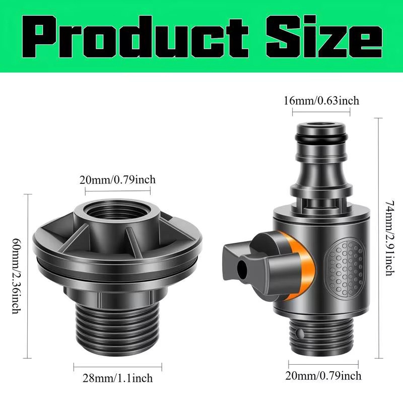 2-teiliges IBC-Tote-Adapter-Set mit Ventil und 1/2 Zoll DN15 PVC-Schlauchadapter in Schwarz für die Gartenbewässerung und Regentonnen-Verbindung - Bild 2