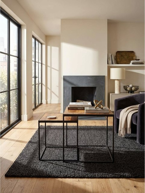 KADIMA DESIGN Couchtisch Set 2-teilig Eckig aus Mango Massivholz und Metall in Braun im Industrial Design B/T/H: 44 x 44 x 40 cm und 44 x 40 x 40 cm - Bild 1