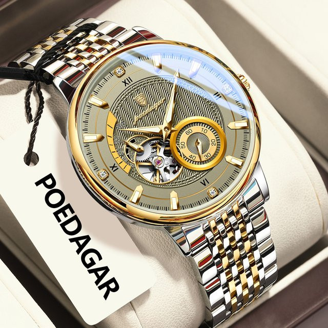 POEDAGAR Armbanduhr, Automatik, Edelstahl, Silber, Herren - Bild 1