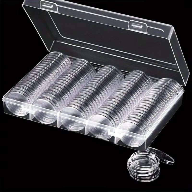 100 Stück Münzkapseln aus Kunststoff in Transparent, runde Aufbewahrungskapseln für Münzen mit 27 mm Durchmesser - Bild 5