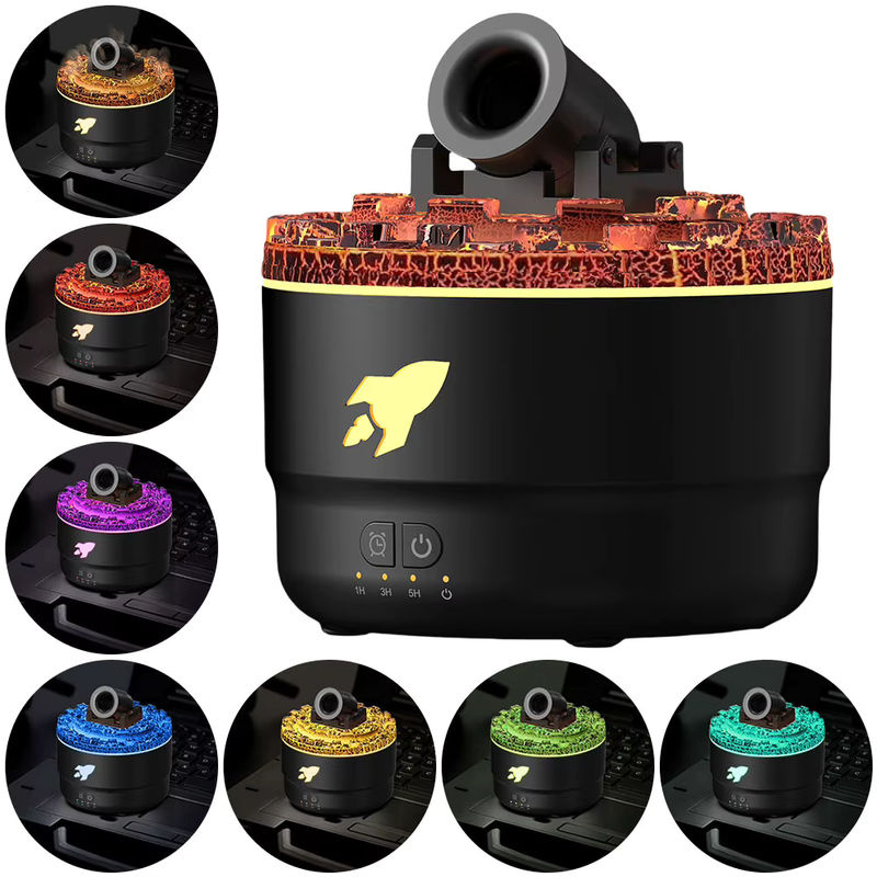 Aroma-Luftbefeuchter und Diffusor für ätherische Öle mit Vulkan-Design in Schwarz - Bild 4