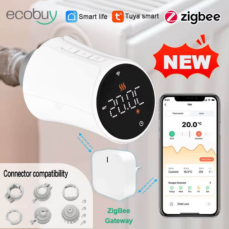 Tuya Smart Zigbee Thermostatventil Weiß Programmierbarer Heizkörper-Temperaturregler mit App-Steuerung - Bild 2
