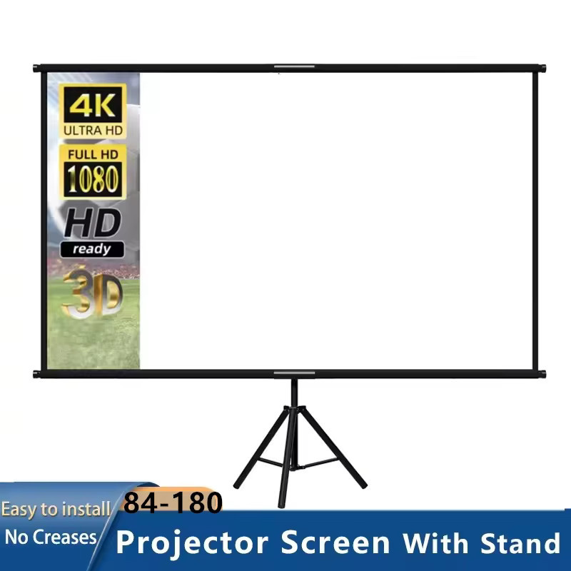 Xiaohui Projektionsleinwand mit Einzelhalterung, 120 Zoll, 16:9 Format, 4K HD, Weiß, für Innen und Außen - Bild 4