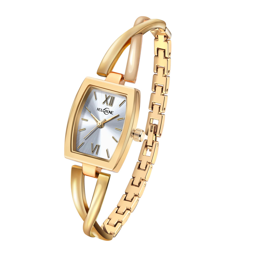 YaLaLuSi Armbanduhr Quarz, Edelstahl, Gold, Grün, Rechteckig, Damen - Bild 2