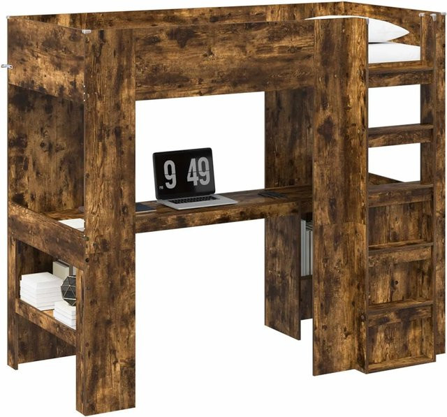 vidaXL Etagenbettgestell mit Schreibtisch in Raucheiche, Breite: 80 cm, Länge: 200 cm, Höhe: 175 cm - Bild 1