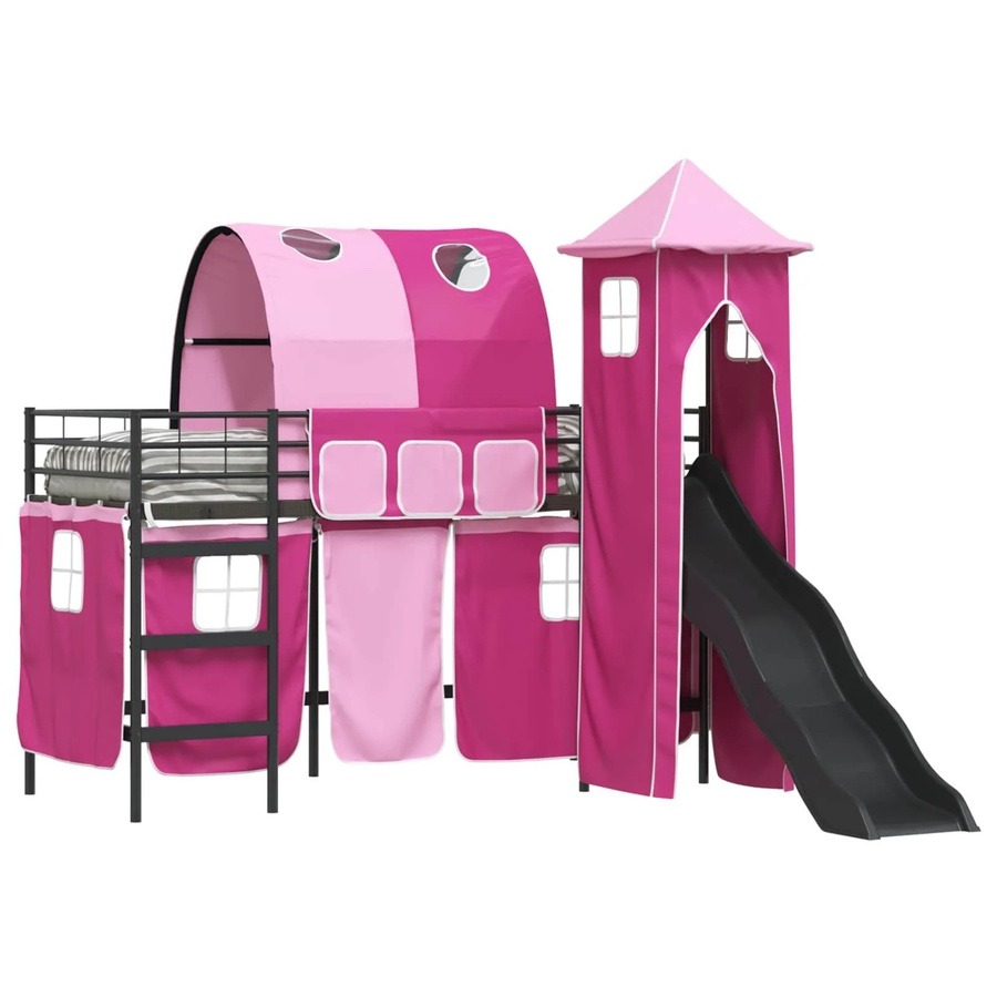 vidaXL Kinderloftbett aus Metall in Schwarz und Pink, B/T/H: 90 x 190 x 105 cm - Bild 2