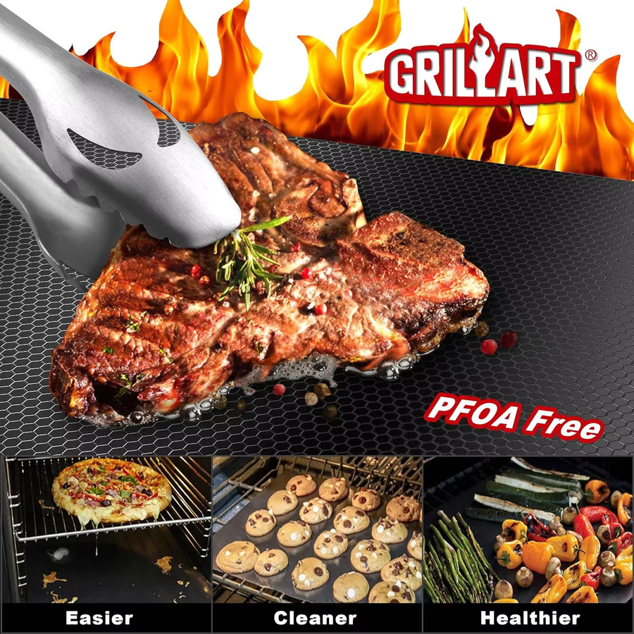 APWIKOGER BBQ-Grillmatte, hitzebeständige Antihaftmatte zum Backen im Freien, Schwarz, B/T: 40 x 33 cm - Bild 5