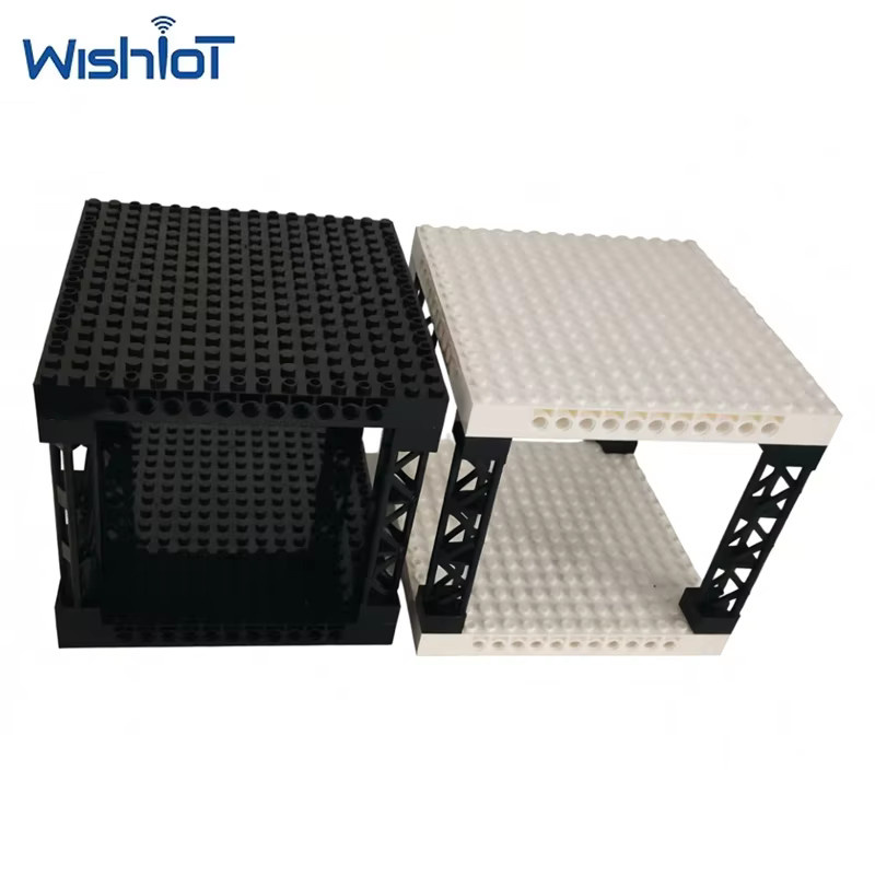 Wishiot Multifunktionales Stapelbares Desktop-Aufbewahrungsregal mit 16x16 Montageplatte und Halterung, Baustein-Design, Mehrschichtig, Multicolour - Bild 3