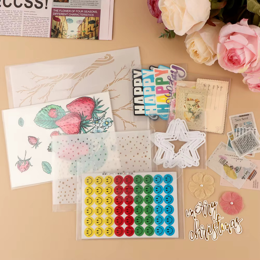 10er-Pack transparente Aufbewahrungstaschen aus Kunststoff für Stempel und Stanzformen als wasserdichter Organizer - Bild 3