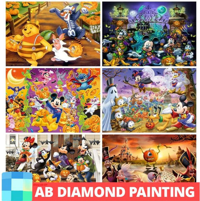 Disney Diamond Painting DIY Set Halloween Mickey und Freunde Cartoon Mosaik 5D Handwerk mehrfarbig quadratisch - Bild 1