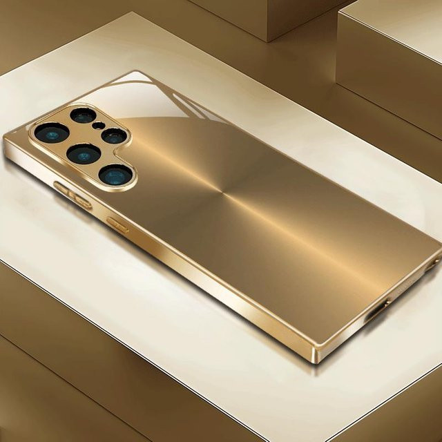 Goldene strukturierte Glas-Handyhülle für Samsung Galaxy S26 S25 S24 S23 S22 S20 FE Ultra Plus 5G sturzsicher - Bild 1