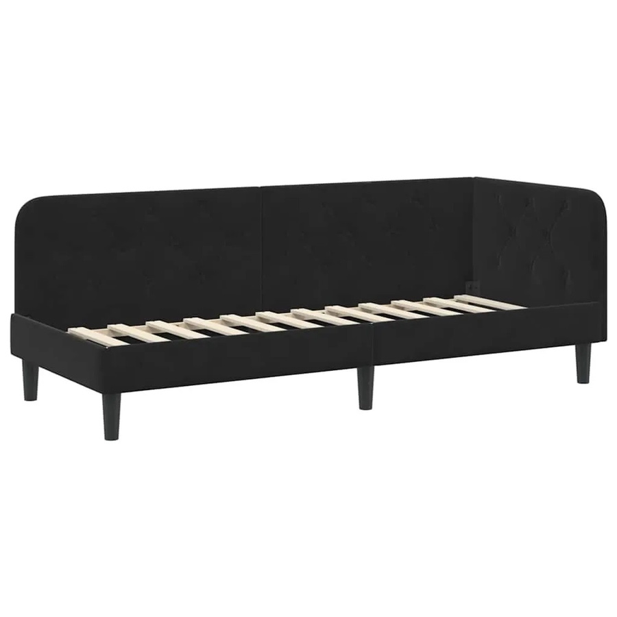 vidaXL Eckbettgestell mit Kopfteil in Schwarz aus Samt, B/T/H: 204 x 140 x 84 cm - Bild 2