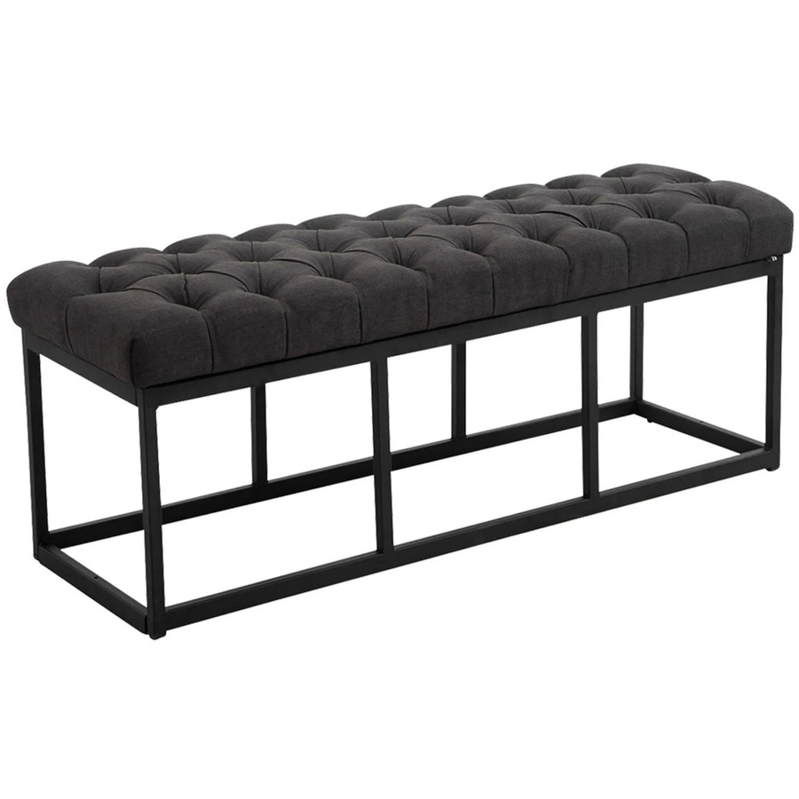 DELUKE Sitzbank MEXICO Polsterbank in Schwarz mit gestepptem Stoff, B/T/H: 120 x 38 x 46 cm - Bild 2