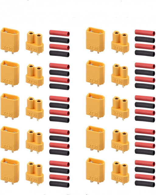 5/10 Paar XT30 2mm vergoldete Batterieanschlüsse mit Schrumpfschlauch in Gold für Drohnen und RC-Autos - Bild 1