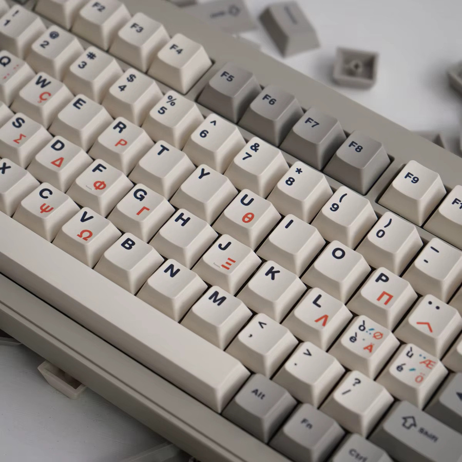 Venit Keys Retro 9009 Tastenkappen im Cherry Profile, Dye-Sublimation PBT, Grau und Weiß für mechanische Tastaturen - Bild 2