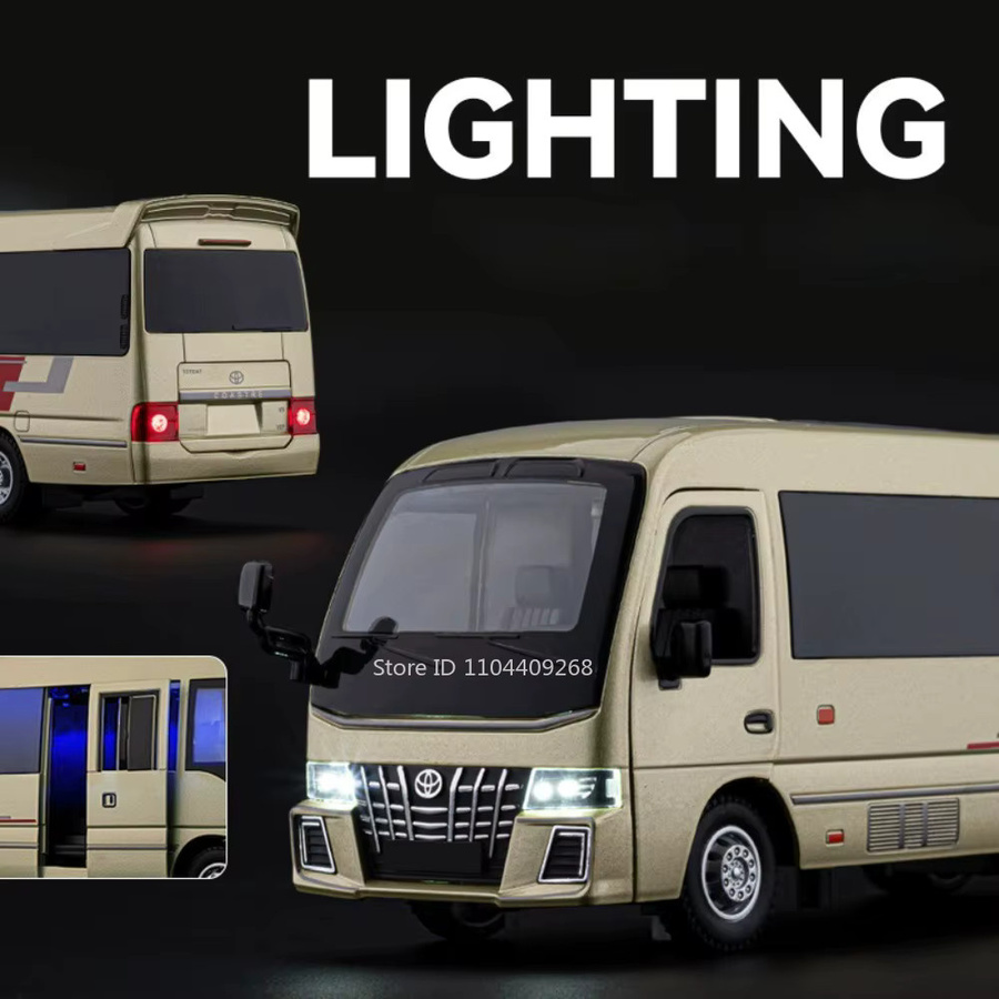 MAKEDA Business Bus Modell, Maßstab 1:33, Musik und Licht, Metall, Weiß - Bild 4