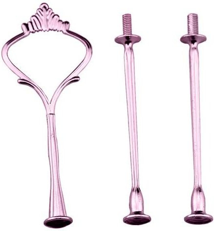 LadyStyle 3 Etagen Kuchenplattenständer in Rosa mit Kronen-Design aus Edelstahl - Bild 1