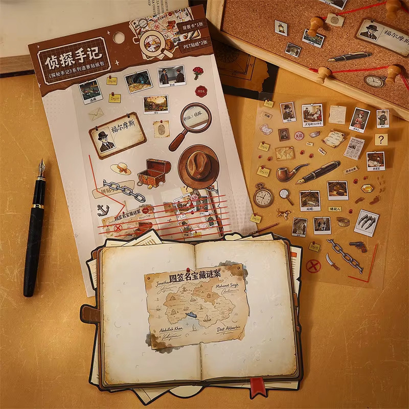 Explorer's Notebook Series Vintage Scene Sticker Pack YCDBTH Kawaii Aufkleber für Journal Decoration Multicolor - Bild 2