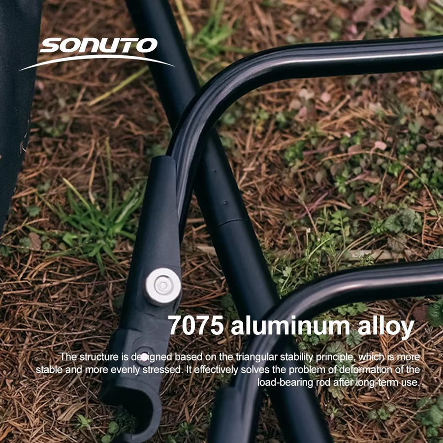 Sonuto Campingbett aus 600D Oxford Stoff in Schwarz, tragbares Klappbett für Outdoor und Wanderreisen, B/T: 210 x 80 cm - Bild 3