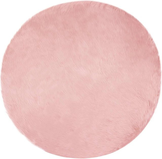 vidaXL Kunstschaffell Teppich Tafalla in Rosa, rund, Durchmesser: 100 cm, aus Polyester - Bild 1