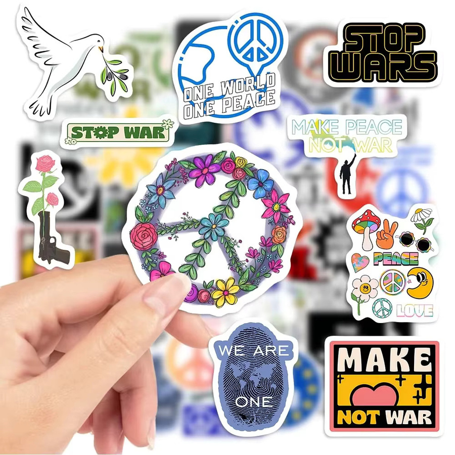 Wasserfeste Hippie Aufkleber mit Peace Love Dove Motiven in Multicolor für Laptop, Telefon und Scrapbooking - Bild 4