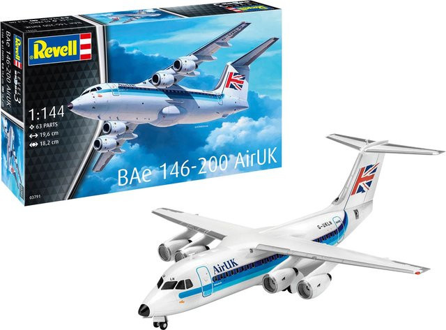 Revell BAe 146-200 "AirUK" BAe 146 (RJ85), Modellbau, 1:144, ab 10 Jahren - Bild 1