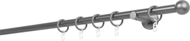 ONDECO Wandträger Vorhangstange 1-läufig in Anthrazit mit Endstück Ball, Durchmesser: 20 mm, Länge: 300 cm, Wandabstand: 6,5 cm - Bild 1