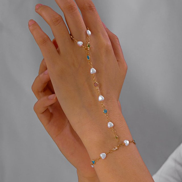 TuiYing001 Ring mit Armbandverbindung, Herz, Bunt, Damen, Zinklegierung - Bild 1