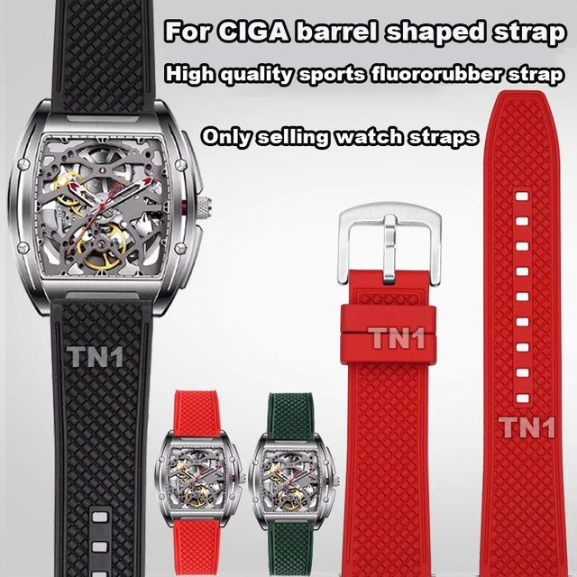 CIGA Design Uhrenarmband, Kautschuk, 22 mm, Herren, Silber - Bild 1