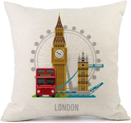 Dekorativer Kissenbezug im britischen Stil von JMG Clothing aus Baumwolle und Leinen, Farbe Weiß, B/B: 45 x 45 cm - Bild 1