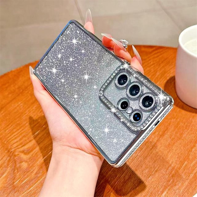 Glitzer Bling Schutzhülle für Samsung Galaxy A14 4G/5G und iPhone 16 15 14 13 12 in Silber - Bild 1
