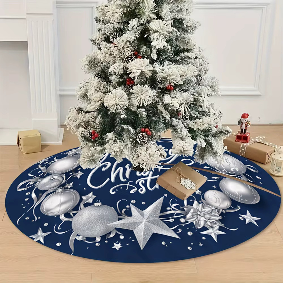 VIKAMA Weihnachtsbaumrock in Blau und Gold mit Sternkranz als Baum-Basishülle für innen und außen - Bild 4